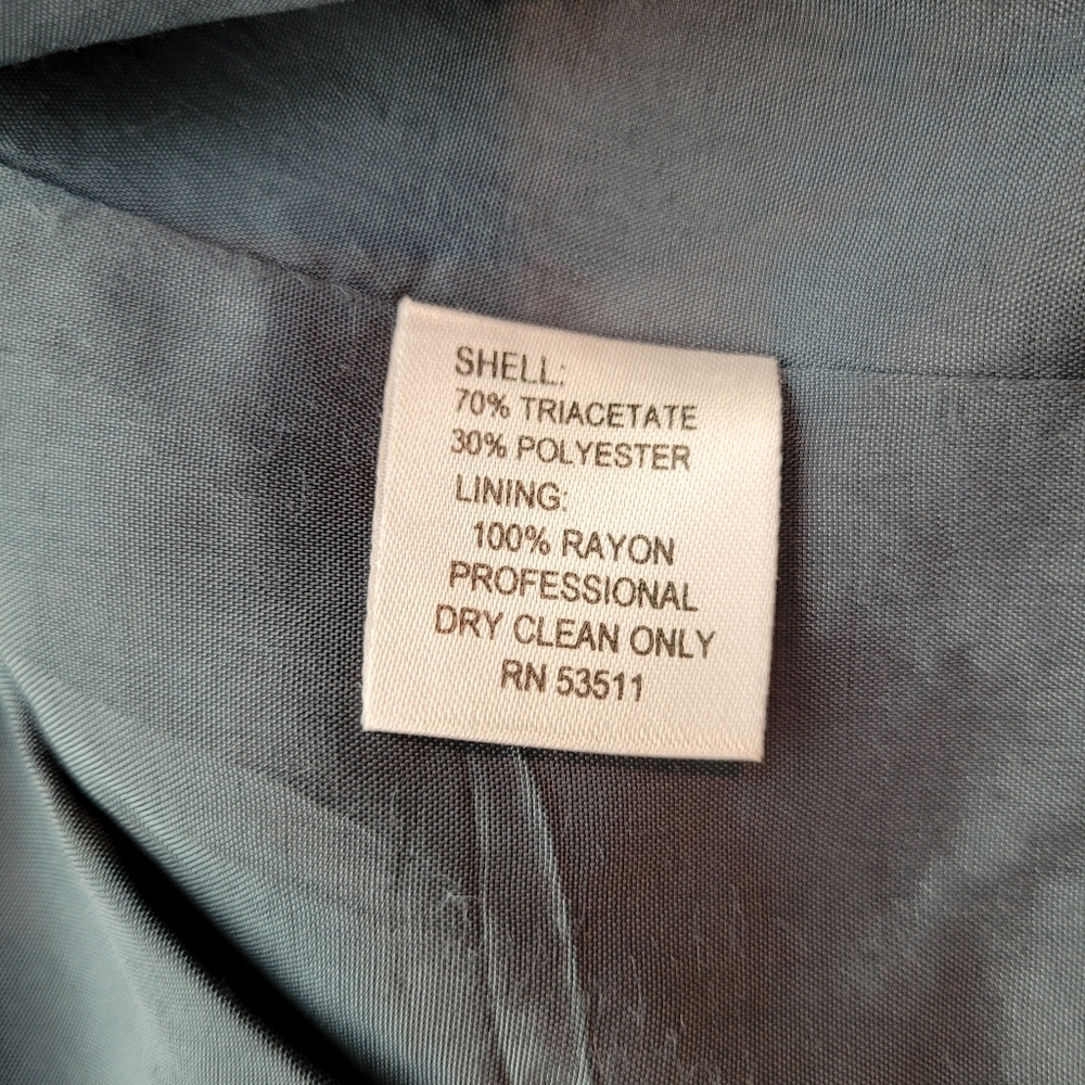 Kenar slate blue gray cropped lined blazer zip pockets collar office edgy lady 8 - Picture 9 of 10
